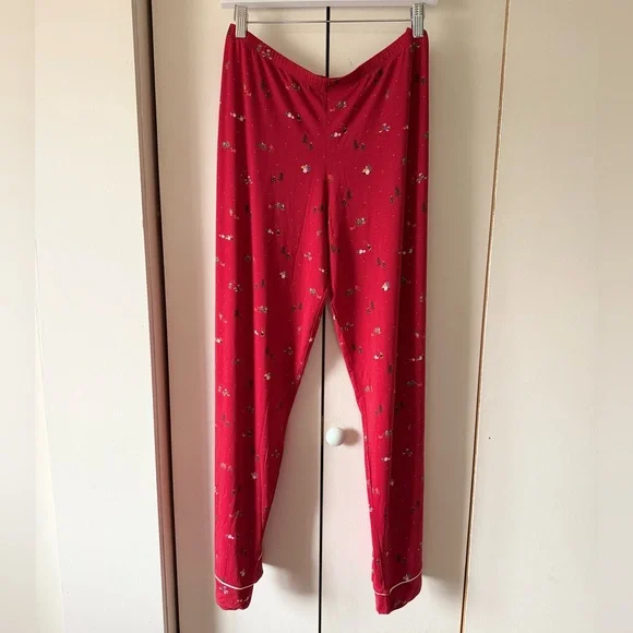 NWT Eberjey Gisele Printed Long Pajama Set Nutcracker Holly Red & Ivory Size XL - Picture 11 of 14
